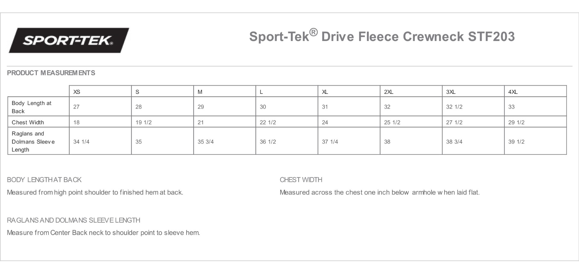 Sizing Chart
