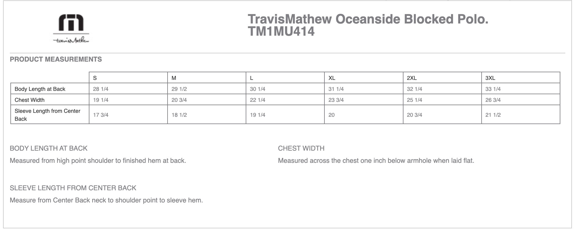 Sizing Chart