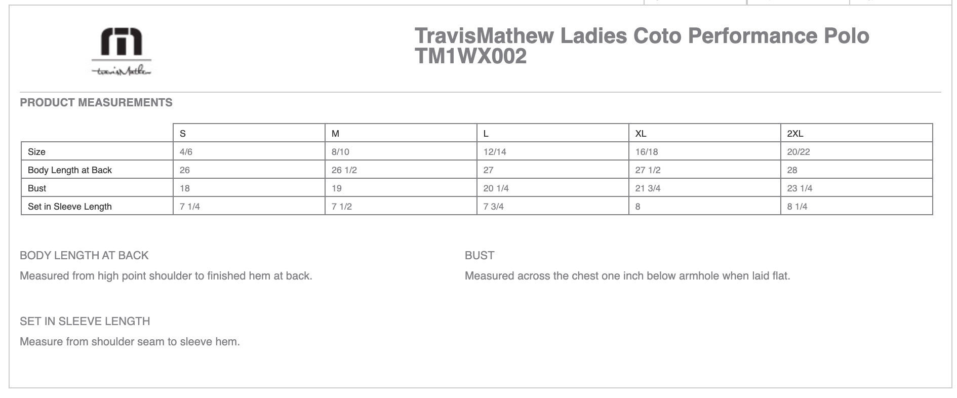 Sizing Chart