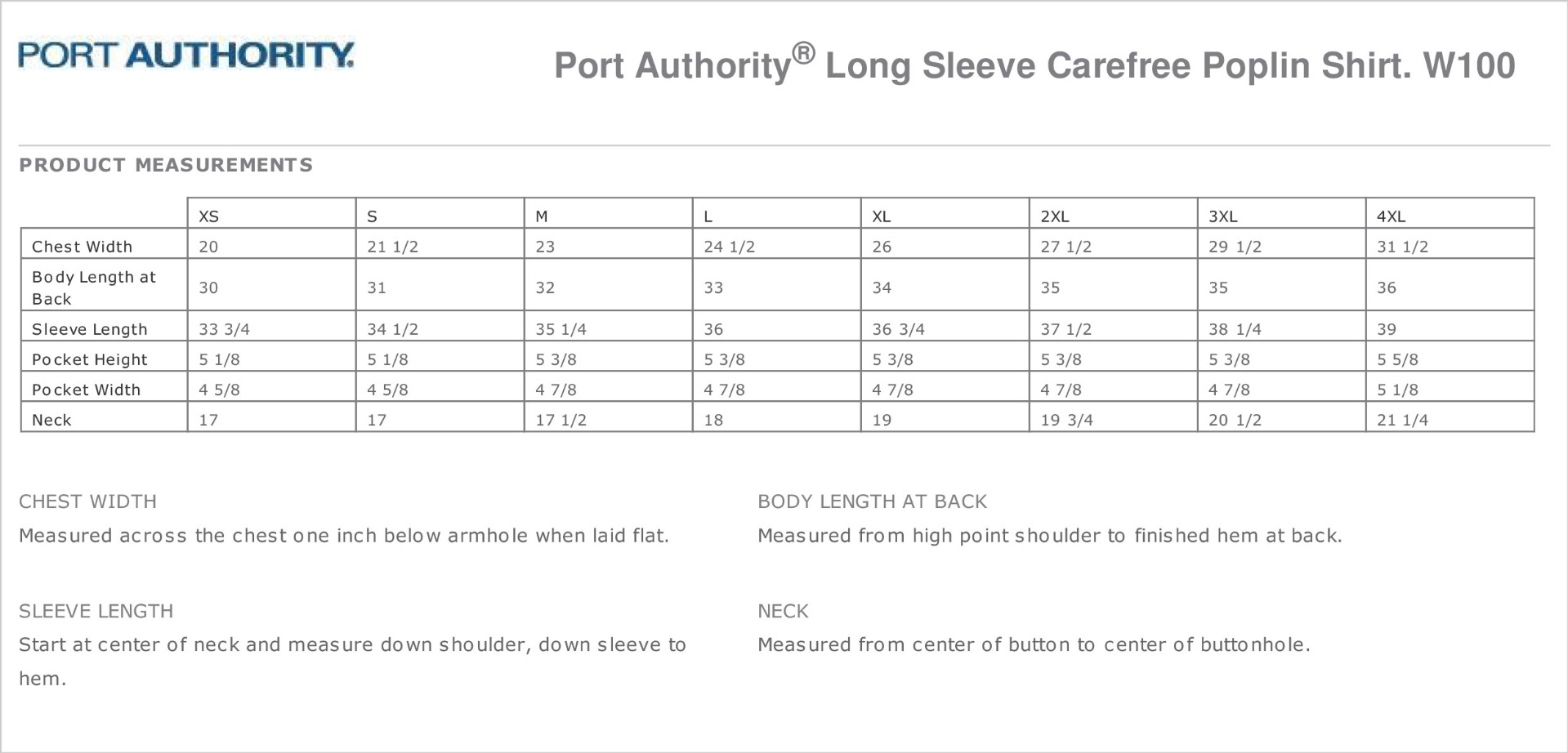 Sizing Chart