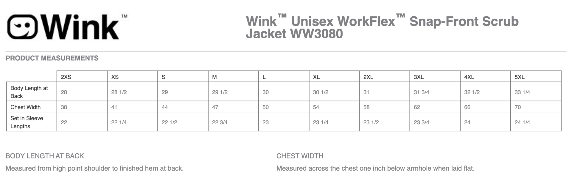 Sizing Chart