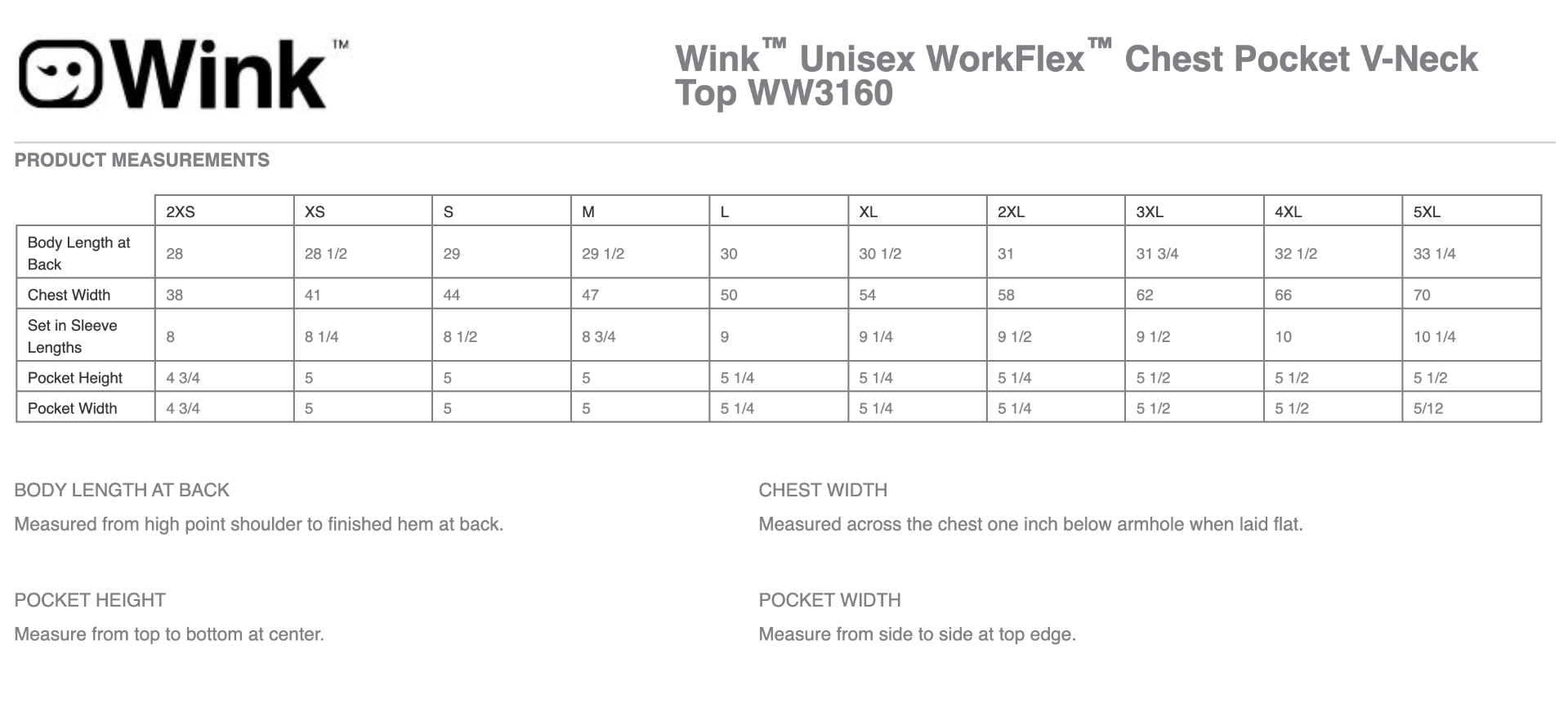 Sizing Chart
