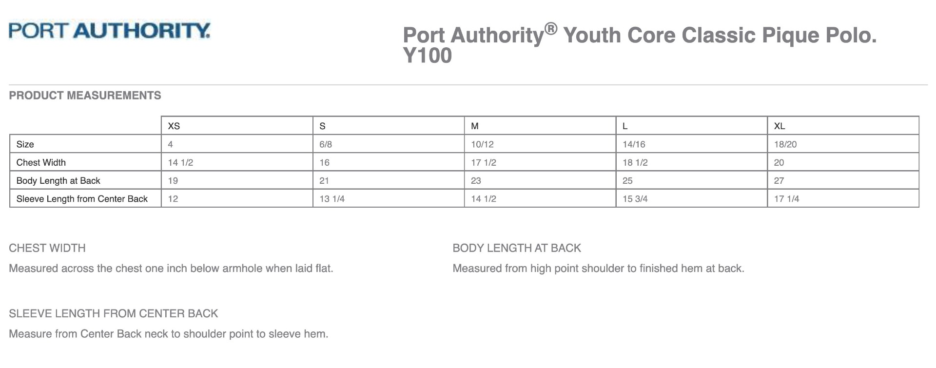 Sizing Chart