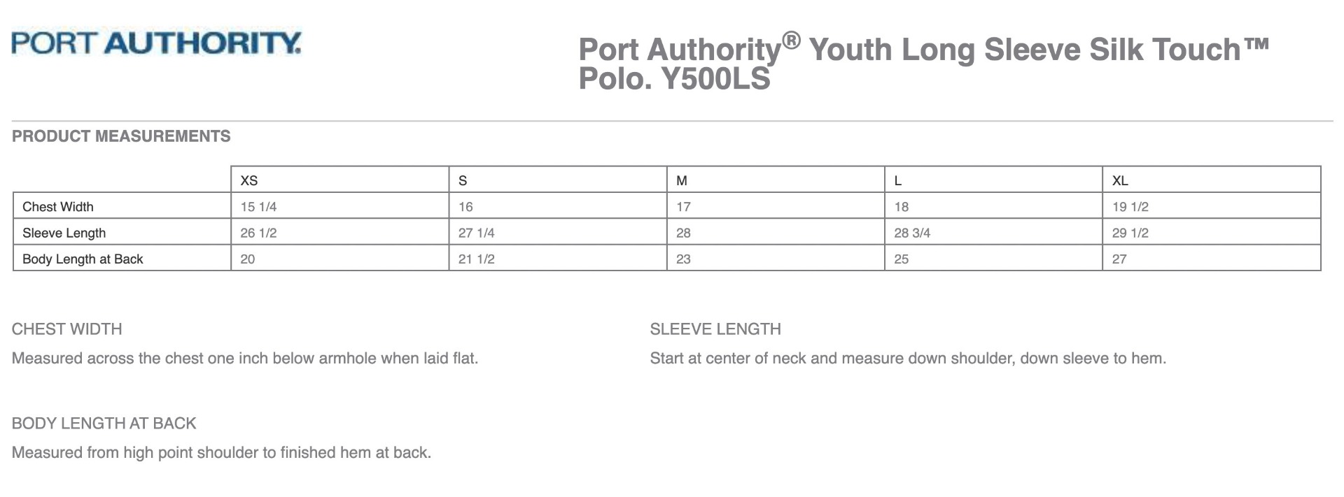 Sizing Chart