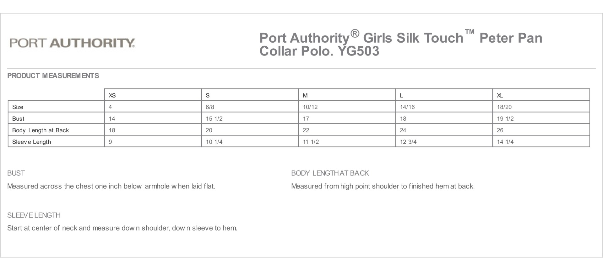 Sizing Chart
