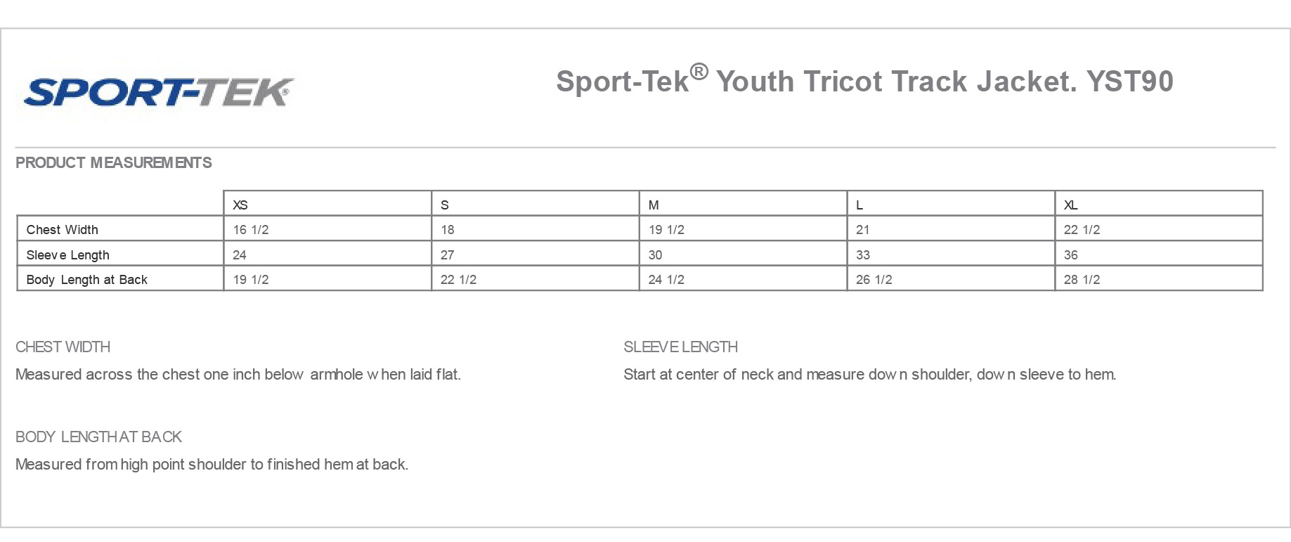 Sizing Chart